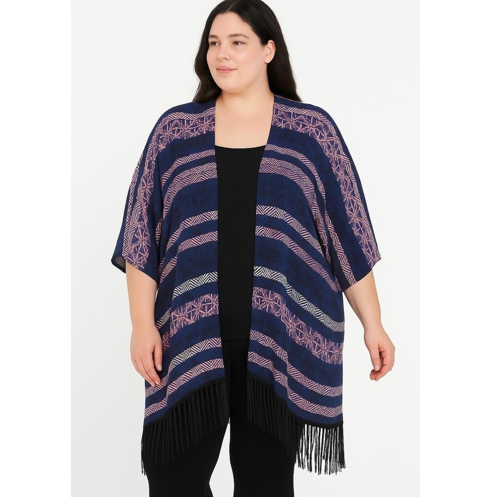 Swimsuitsforall Coverup Womens 18 20 Fringe Hem‎ Open Front Kimono Cardigan